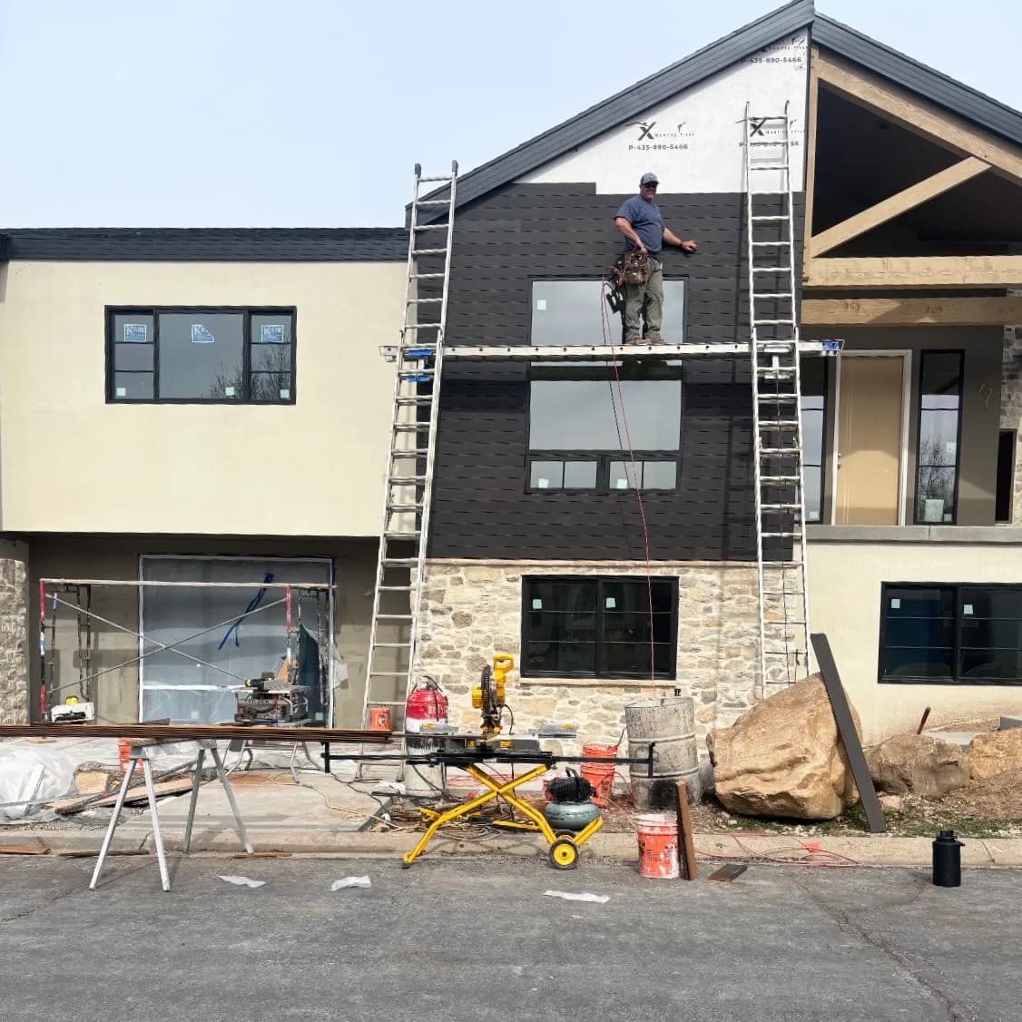 New construction siding installation